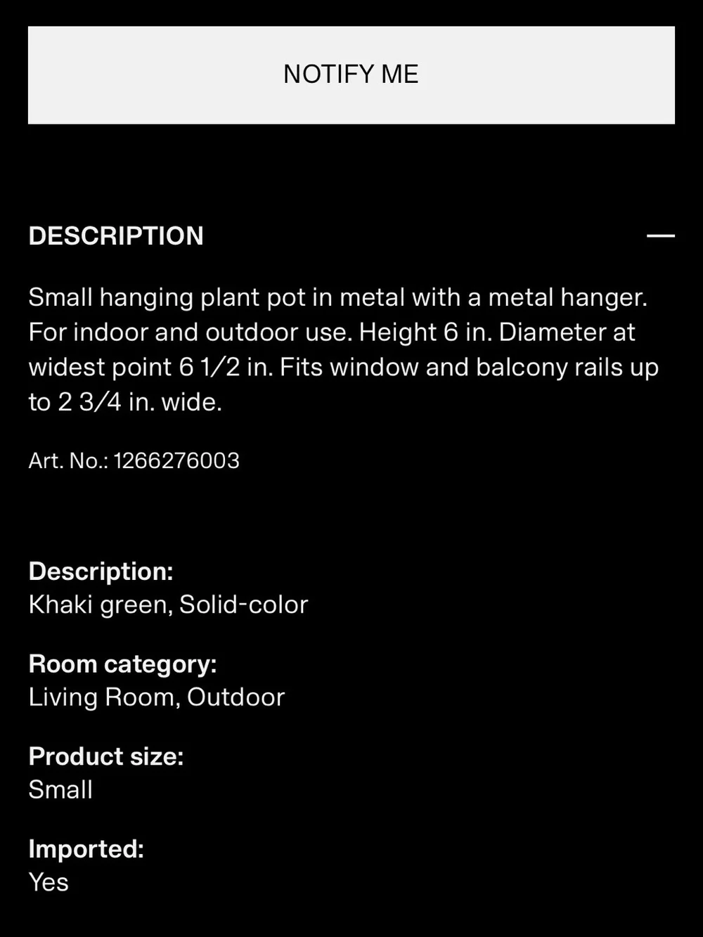 NEW H&M Olive Green Fluted Hanging Planter